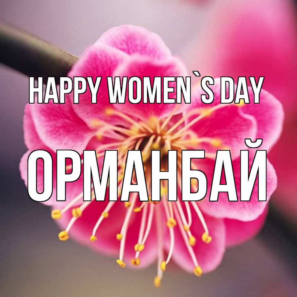 Greetings card с именем, ОРМАНБАЙ happy women`s day цветы Greetings with text for free download 